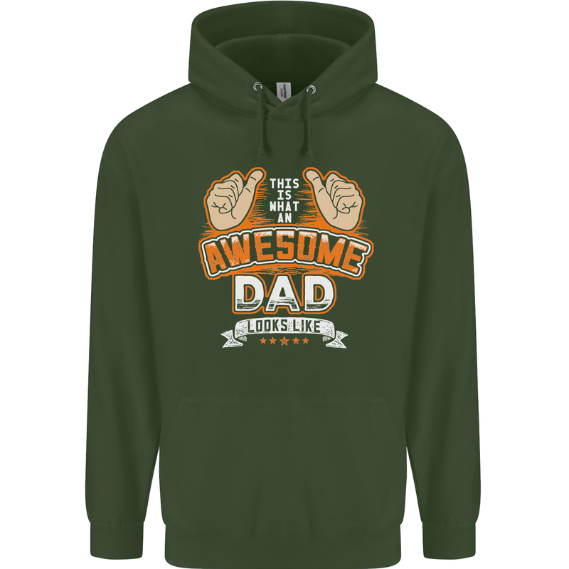 This Is What an Awesome Dad Father's Day Mens 80% Cotton Hoodie Forest Green