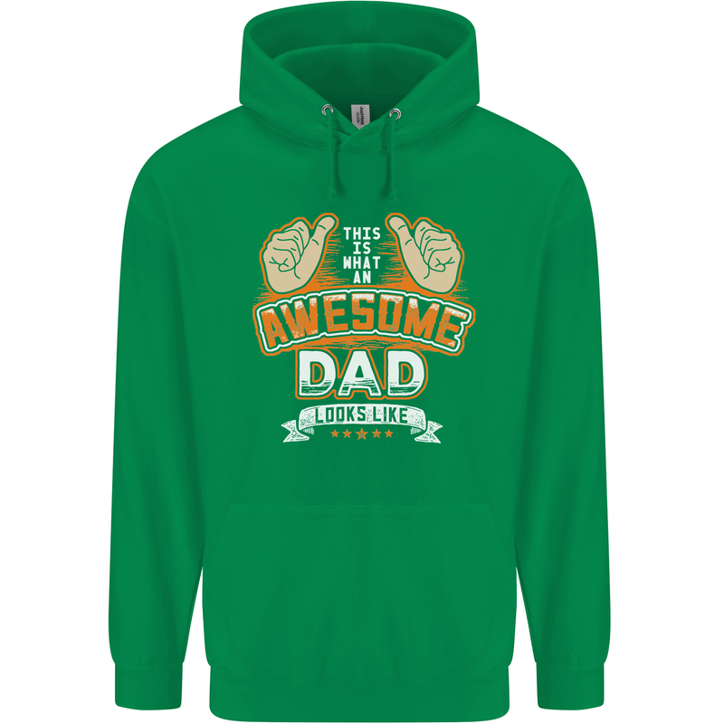 This Is What an Awesome Dad Father's Day Mens 80% Cotton Hoodie Irish Green
