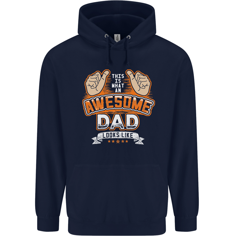 This Is What an Awesome Dad Father's Day Mens 80% Cotton Hoodie Navy Blue