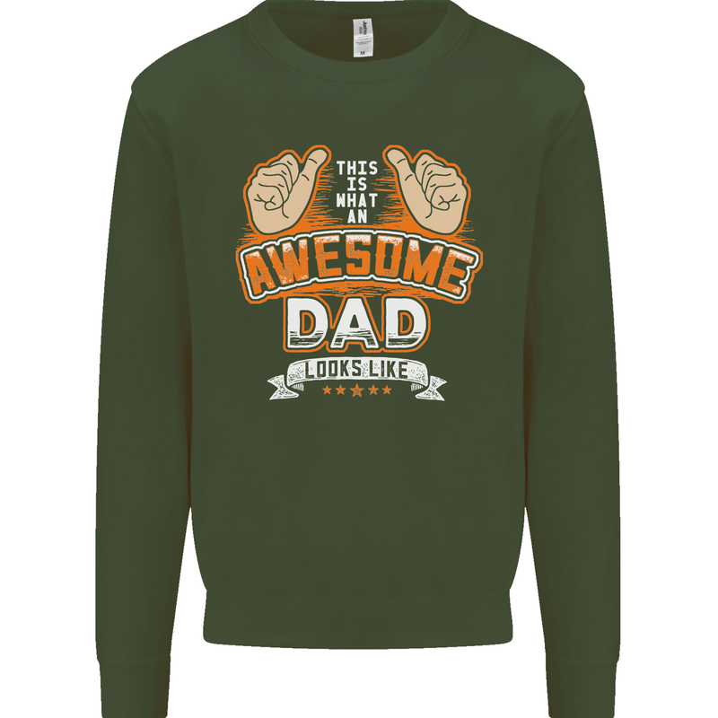 This Is What an Awesome Dad Father's Day Mens Sweatshirt Jumper Forest Green