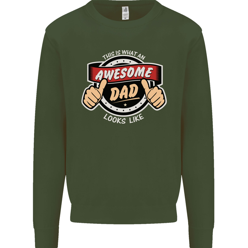 This Is What an Awesome Dad Father's Day Mens Sweatshirt Jumper Forest Green