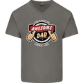 This Is What an Awesome Dad Father's Day Mens V-Neck Cotton T-Shirt Charcoal