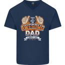 This Is What an Awesome Dad Father's Day Mens V-Neck Cotton T-Shirt Navy Blue