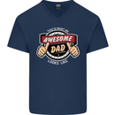 This Is What an Awesome Dad Father's Day Mens V-Neck Cotton T-Shirt Navy Blue