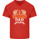 This Is What an Awesome Dad Father's Day Mens V-Neck Cotton T-Shirt Red