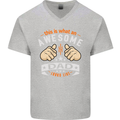 This Is What an Awesome Dad Father's Day Mens V-Neck Cotton T-Shirt Sports Grey