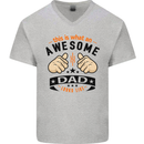 This Is What an Awesome Dad Mens V-Neck Cotton T-Shirt Sports Grey