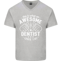 This Is What an Awesome Dentist Looks Like Mens V-Neck Cotton T-Shirt Sports Grey
