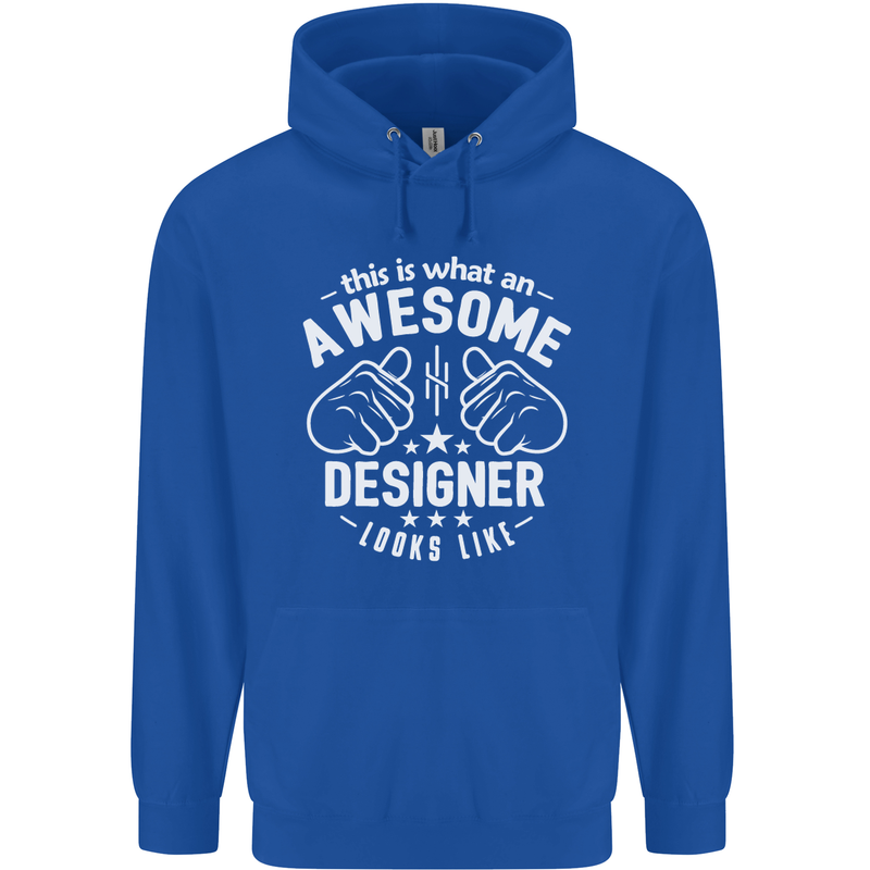 This Is What an Awesome Designer Looks Like Mens 80% Cotton Hoodie Royal Blue
