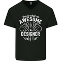 This Is What an Awesome Designer Looks Like Mens V-Neck Cotton T-Shirt Black