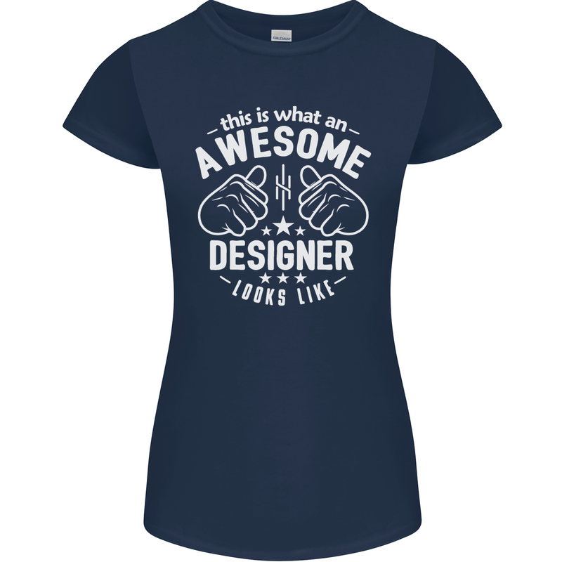This Is What an Awesome Designer Looks Like Womens Petite Cut T-Shirt Navy Blue