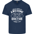 This Is What an Awesome Doctor Looks Like Mens V-Neck Cotton T-Shirt Navy Blue