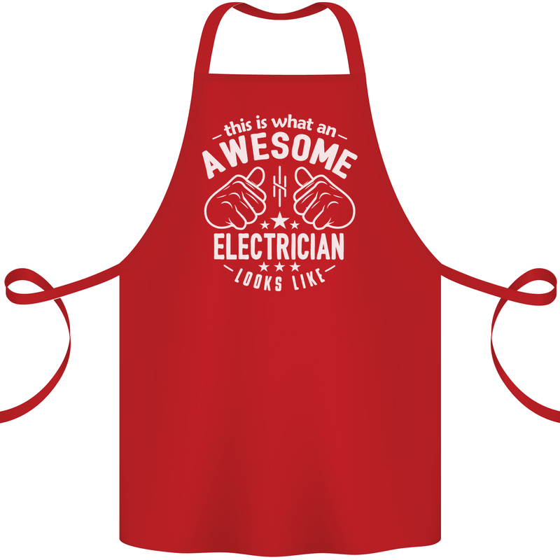 This Is What an Awesome Electrician Looks Like Cotton Apron 100% Organic Red