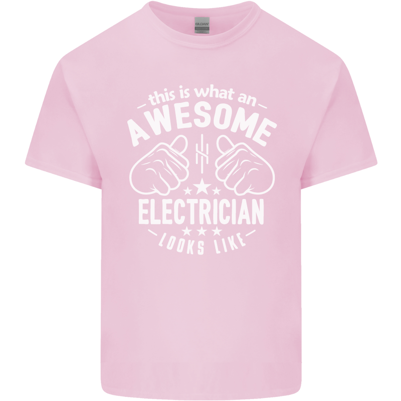 This Is What an Awesome Electrician Looks Like Mens Cotton T-Shirt Tee Top Light Pink