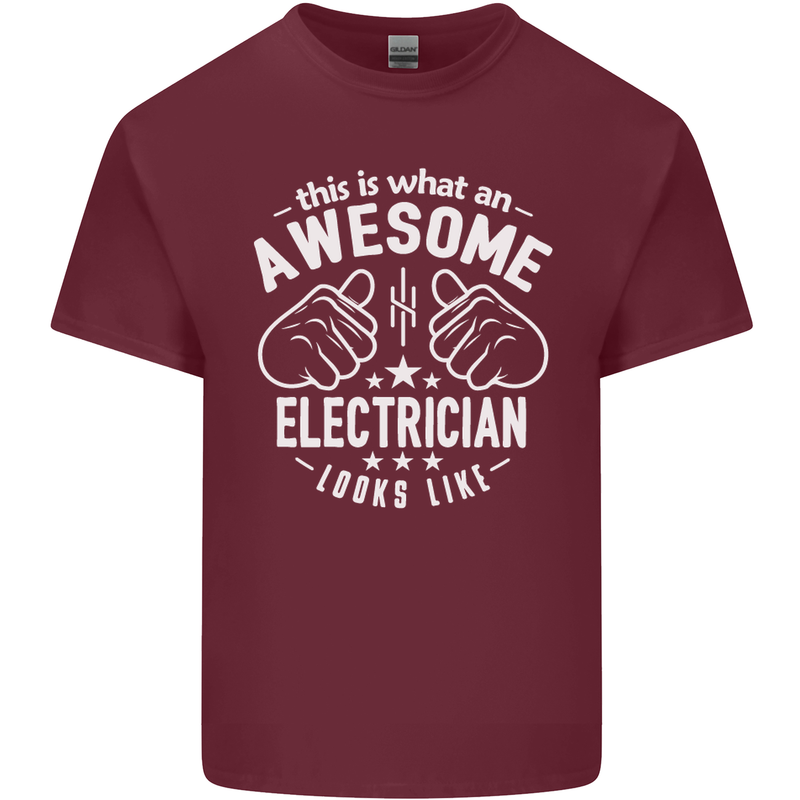 This Is What an Awesome Electrician Looks Like Mens Cotton T-Shirt Tee Top Maroon