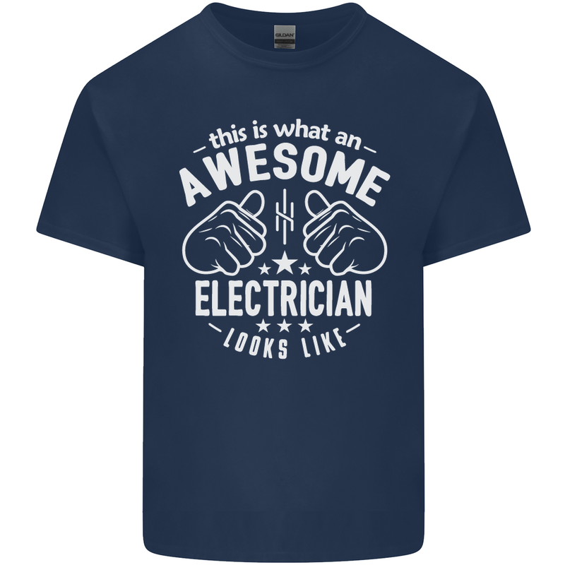 This Is What an Awesome Electrician Looks Like Mens Cotton T-Shirt Tee Top Navy Blue
