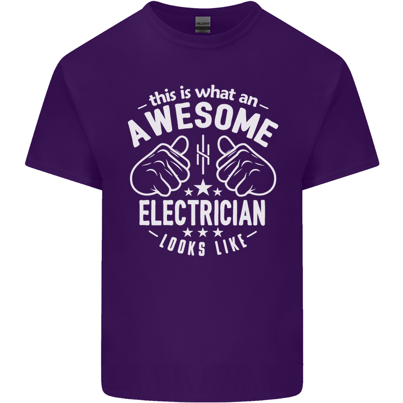 This Is What an Awesome Electrician Looks Like Mens Cotton T-Shirt Tee Top Purple