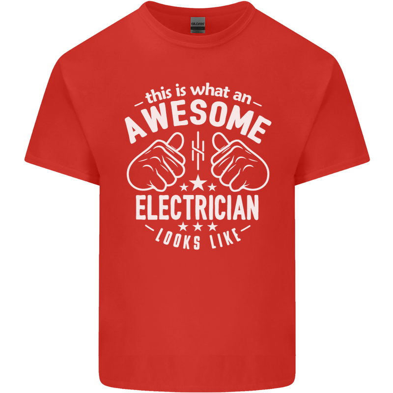 This Is What an Awesome Electrician Looks Like Mens Cotton T-Shirt Tee Top Red
