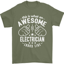 This Is What an Awesome Electrician Looks Like Mens T-Shirt Cotton Gildan Military Green
