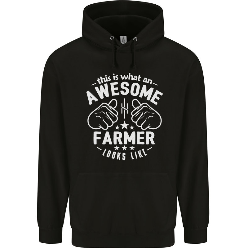 This Is What an Awesome Farmer Looks Like Mens 80% Cotton Hoodie Black