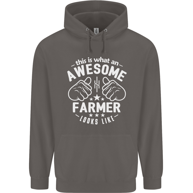This Is What an Awesome Farmer Looks Like Mens 80% Cotton Hoodie Charcoal