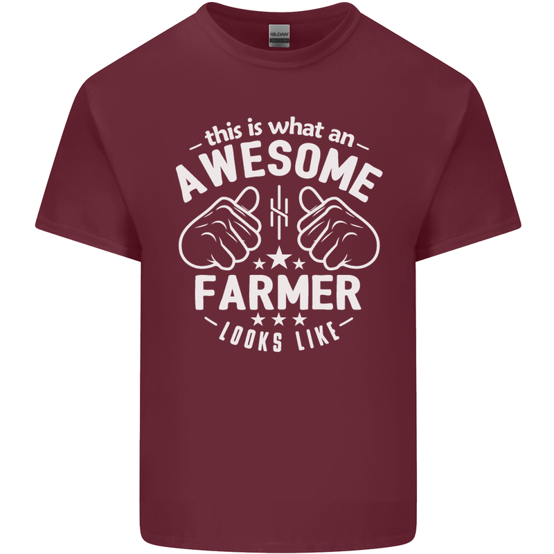 This Is What an Awesome Farmer Looks Like Mens Cotton T-Shirt Tee Top Maroon