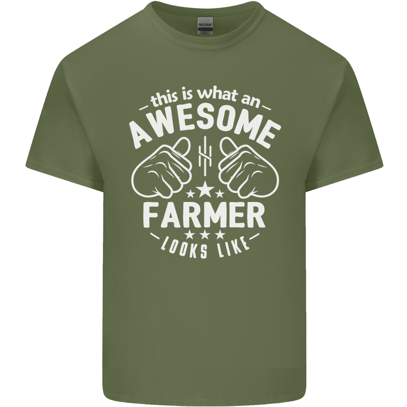 This Is What an Awesome Farmer Looks Like Mens Cotton T-Shirt Tee Top Military Green