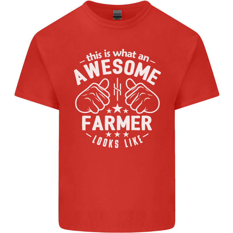 This Is What an Awesome Farmer Looks Like Mens Cotton T-Shirt Tee Top Red