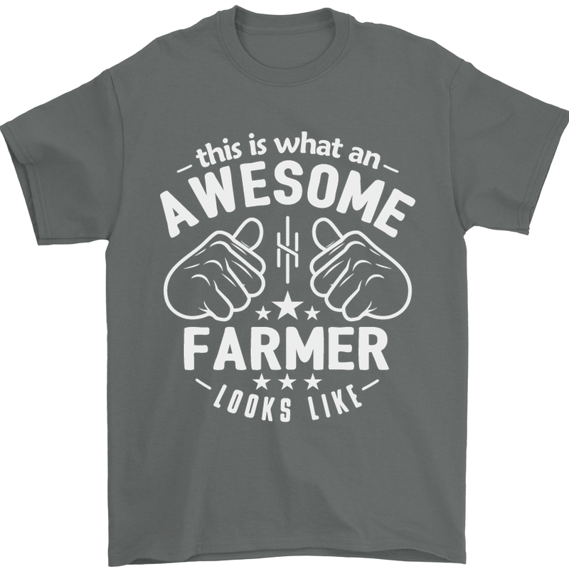 This Is What an Awesome Farmer Looks Like Mens T-Shirt Cotton Gildan Charcoal