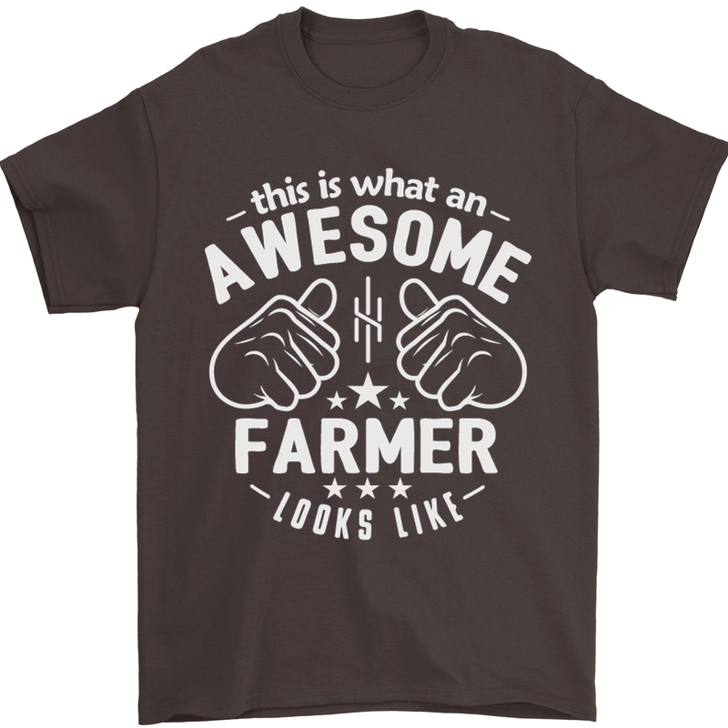 This Is What an Awesome Farmer Looks Like Mens T-Shirt Cotton Gildan Dark Chocolate