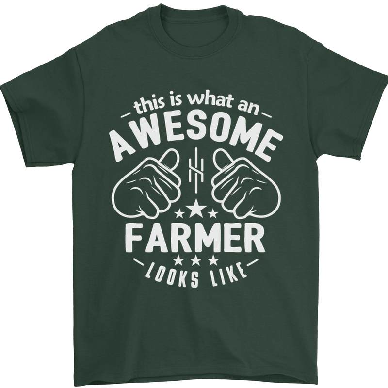 This Is What an Awesome Farmer Looks Like Mens T-Shirt Cotton Gildan Forest Green
