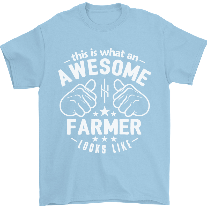 This Is What an Awesome Farmer Looks Like Mens T-Shirt Cotton Gildan Light Blue