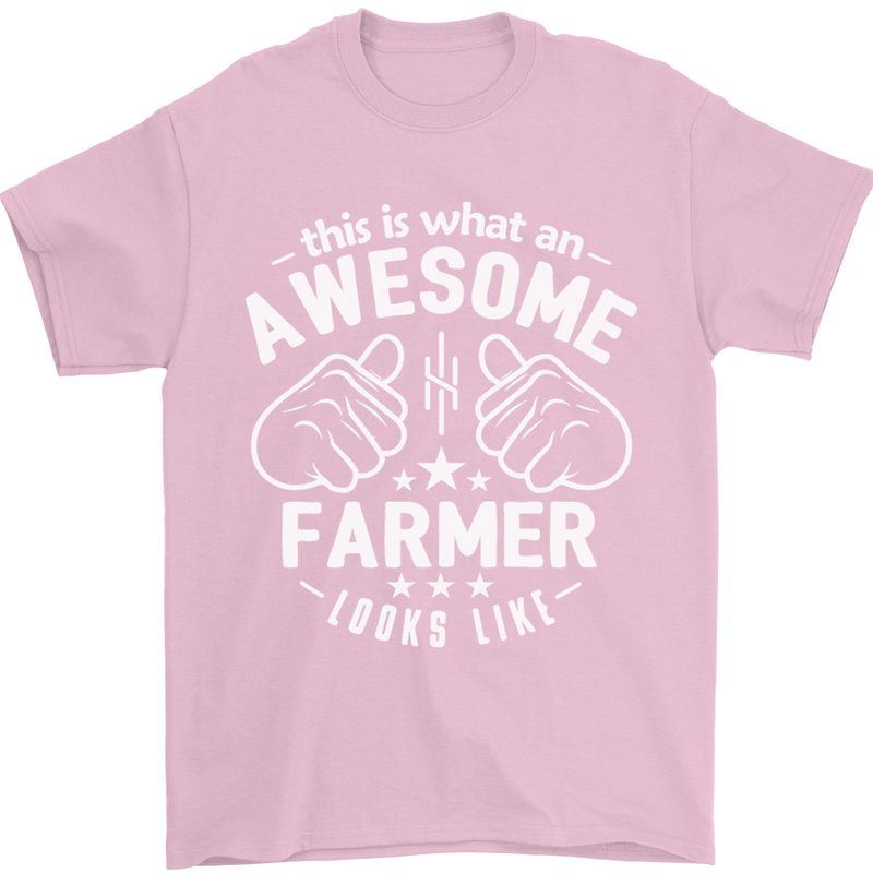 This Is What an Awesome Farmer Looks Like Mens T-Shirt Cotton Gildan Light Pink