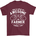 This Is What an Awesome Farmer Looks Like Mens T-Shirt Cotton Gildan Maroon