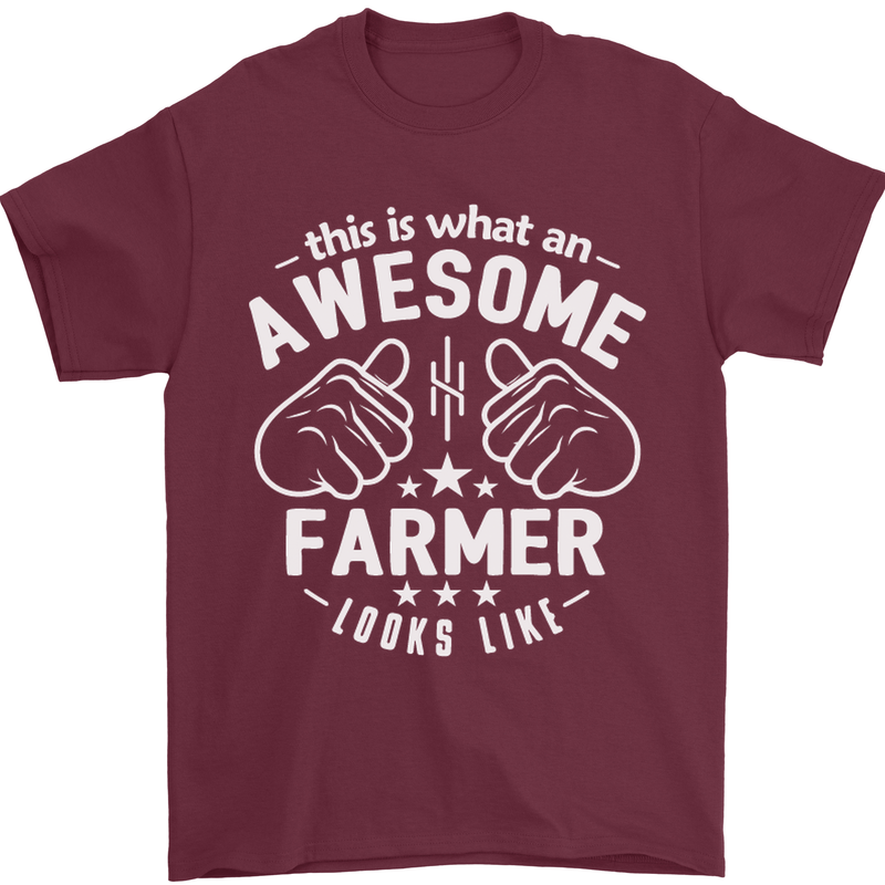 This Is What an Awesome Farmer Looks Like Mens T-Shirt Cotton Gildan Maroon