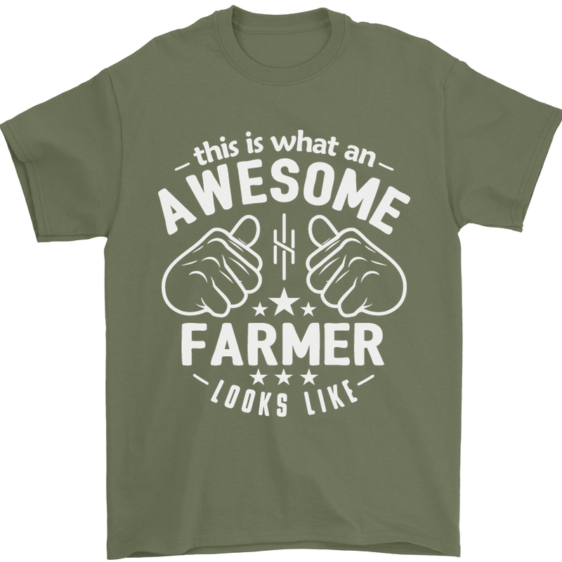 This Is What an Awesome Farmer Looks Like Mens T-Shirt Cotton Gildan Military Green
