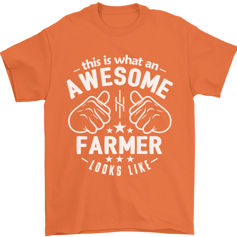This Is What an Awesome Farmer Looks Like Mens T-Shirt Cotton Gildan Orange