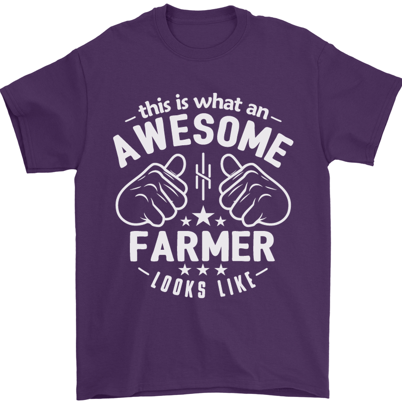 This Is What an Awesome Farmer Looks Like Mens T-Shirt Cotton Gildan Purple