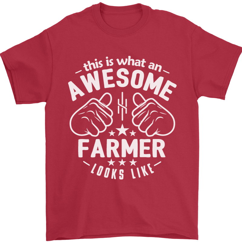This Is What an Awesome Farmer Looks Like Mens T-Shirt Cotton Gildan Red