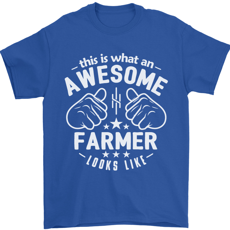 This Is What an Awesome Farmer Looks Like Mens T-Shirt Cotton Gildan Royal Blue
