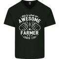 This Is What an Awesome Farmer Looks Like Mens V-Neck Cotton T-Shirt Black