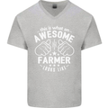 This Is What an Awesome Farmer Looks Like Mens V-Neck Cotton T-Shirt Sports Grey