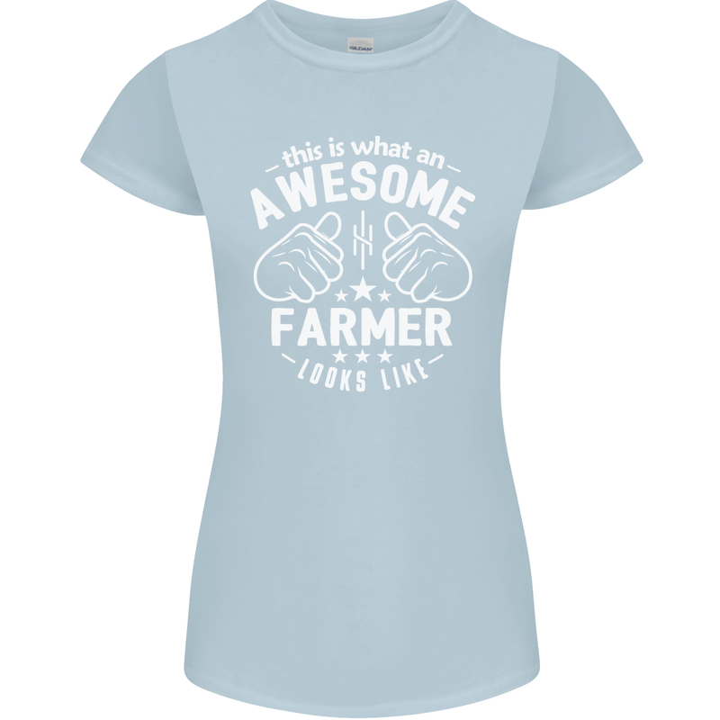 This Is What an Awesome Farmer Looks Like Womens Petite Cut T-Shirt Light Blue