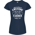This Is What an Awesome Farmer Looks Like Womens Petite Cut T-Shirt Navy Blue