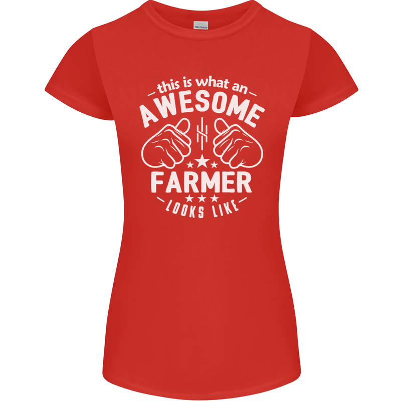 This Is What an Awesome Farmer Looks Like Womens Petite Cut T-Shirt Red