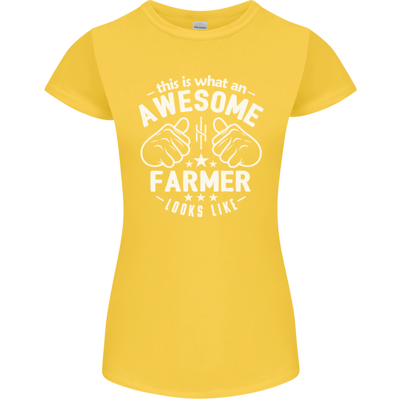 This Is What an Awesome Farmer Looks Like Womens Petite Cut T-Shirt Yellow