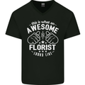 This Is What an Awesome Florist Looks Like Mens V-Neck Cotton T-Shirt Black