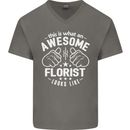 This Is What an Awesome Florist Looks Like Mens V-Neck Cotton T-Shirt Charcoal