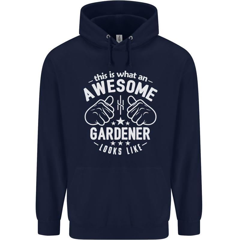 This Is What an Awesome Gardener Looks Like Mens 80% Cotton Hoodie Navy Blue