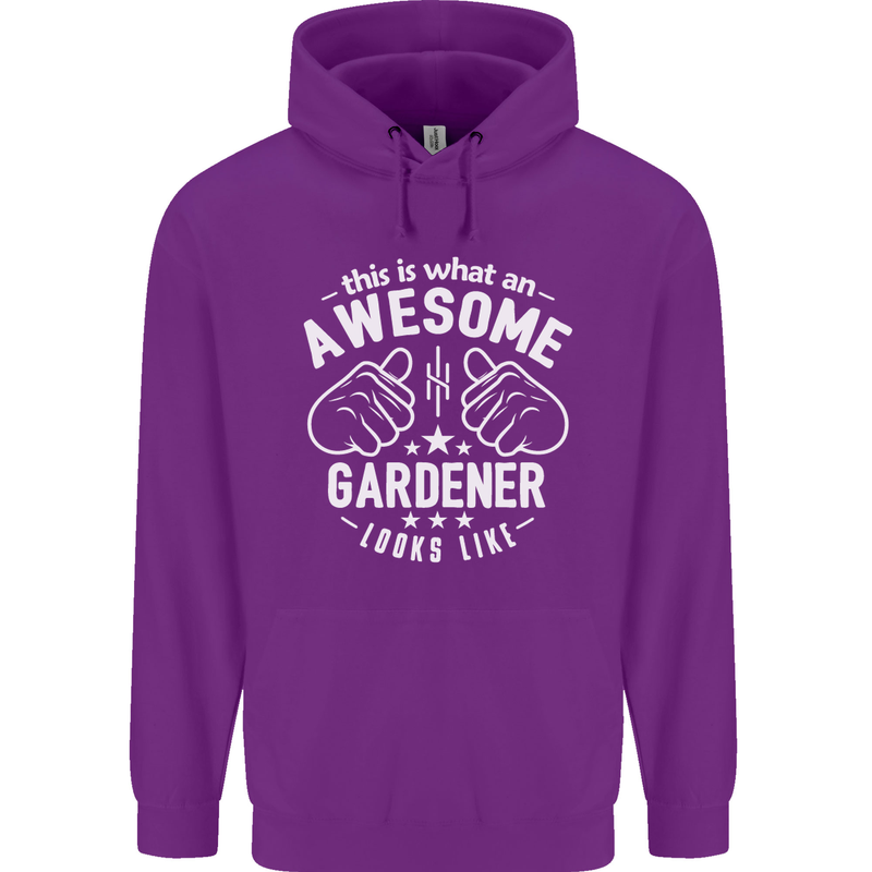 This Is What an Awesome Gardener Looks Like Mens 80% Cotton Hoodie Purple